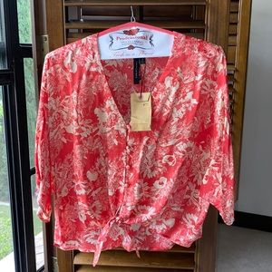 Knot Sisters pinkish coral floral top